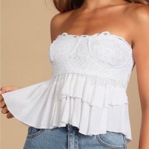 Free People white Adella corset tube top!